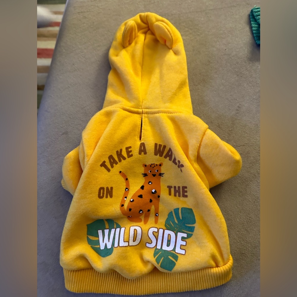 Cat sweat shirt, XS, so cute, tried on once, too small for my cat, brand new.
